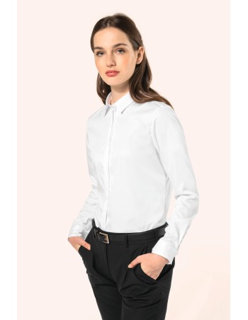 Camisa sarga manga larga mujer