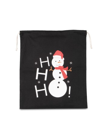 Bolsa algodón cierre cordón, diseño muñeco de nieve 2