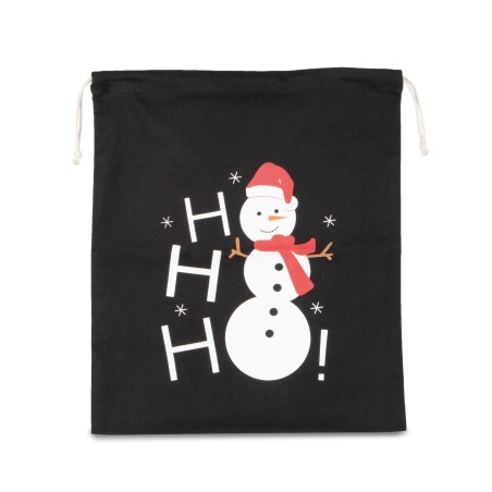 Bolsa algodón cierre cordón, diseño muñeco de nieve