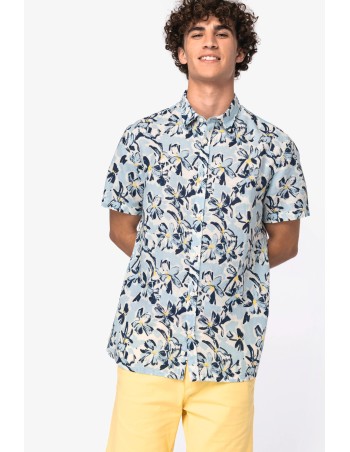 Camisa con estampado vegetal hombre