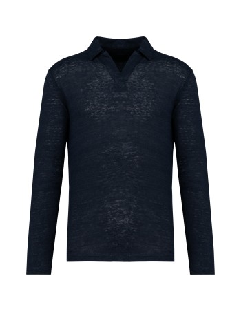 Polo manga larga de lino hombre 2