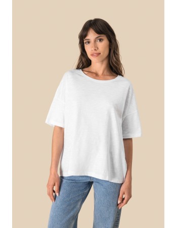 Camiseta ecorresponsable slub oversize mujer