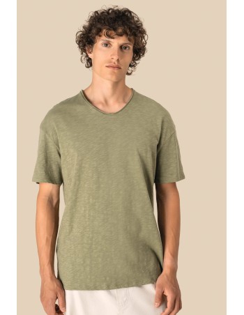 Camiseta ecorresponsable cuello slub y hombros caídos hombre