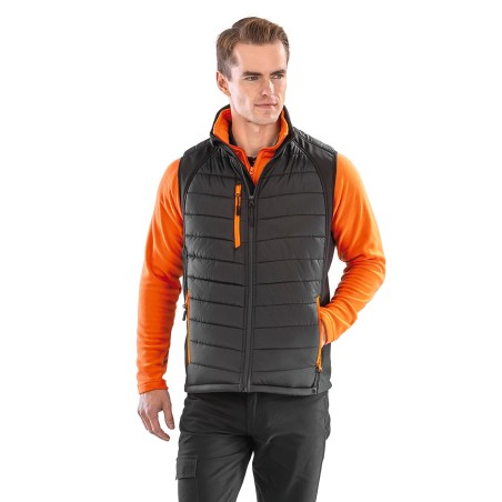 Black compass padded soft shell gilet