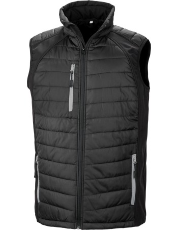 Black compass padded soft shell gilet 2