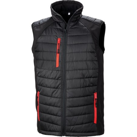 Black compass padded soft shell gilet