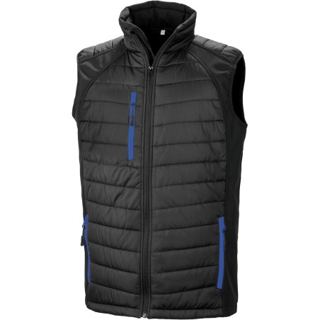 Black compass padded soft shell gilet