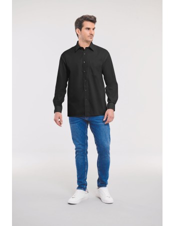 Camisa Popelina de algodón puro manga larga hombre