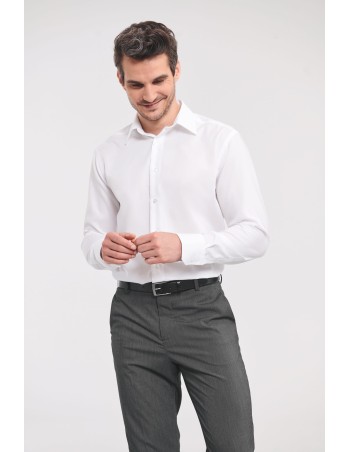 Camisa moderna sin plancha manga larga hombre