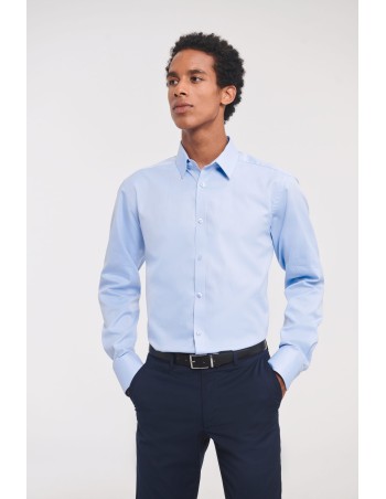 Men\\\'s Long-Sleeved Herringbone Shirt
