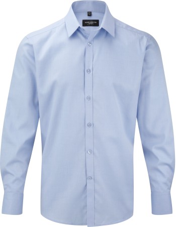 Men\\\'s Long-Sleeved Herringbone Shirt 2