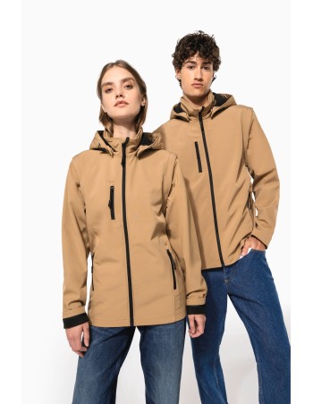 Unisex 3-layer softshell hooded jacket with removable...