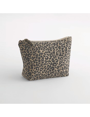 Leopard print canvas pouch