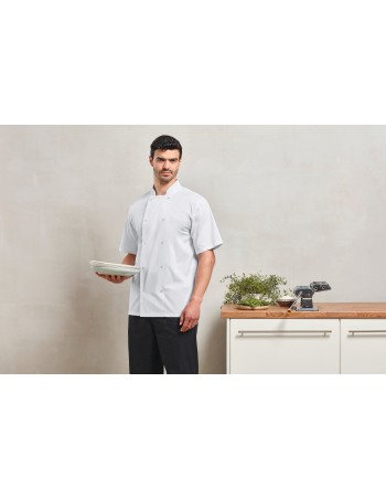 Chaqueta de cocina botones a presión manga corta