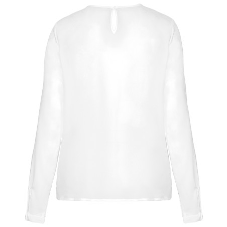 Blusa crepe manga larga mujer