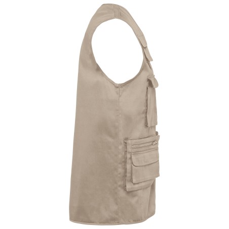 Chaleco polialgodón multibolsillos con forro  - Unisex