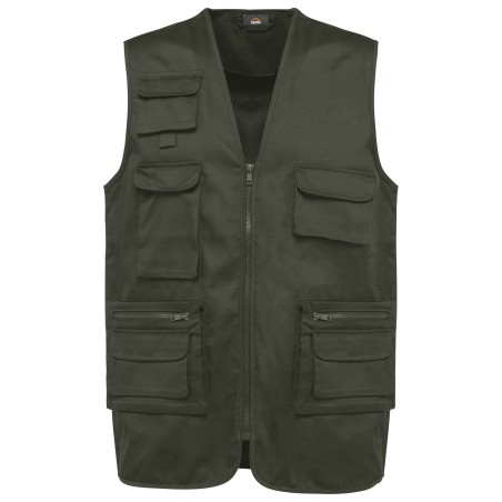 Chaleco polialgodón multibolsillos con forro  - Unisex