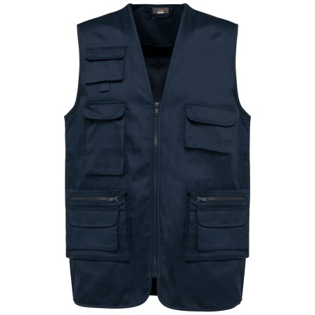 Unisex lined multi-pocket polycotton vest