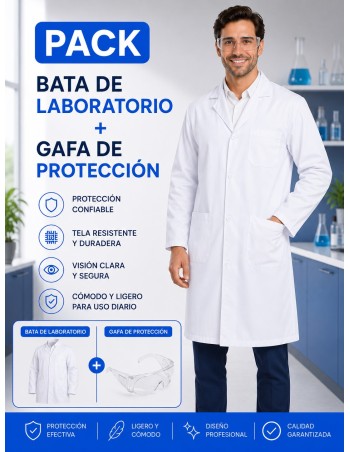 BATA BLANCA LABORATORIO UNISEX + GAFAS DE PROTECCIÓN