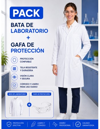 BATA BLANCA LABORATORIO UNISEX + GAFAS DE PROTECCIÓN 2