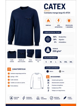 Camiseta ignífuga-Atex manga larga 2