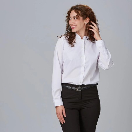 CAMISA NEGRA MUJER MAO HOSTELERÍA MANGA LARGA