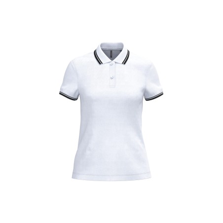 Ladie\\\'s short-sleeved poloshirt with contrasting piping