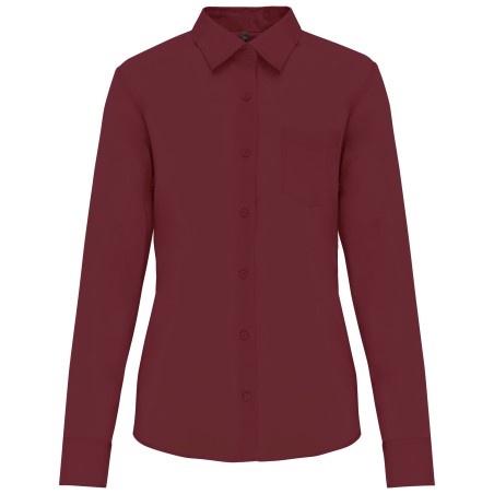 Camisa popelina de polialgodón manga larga mujer