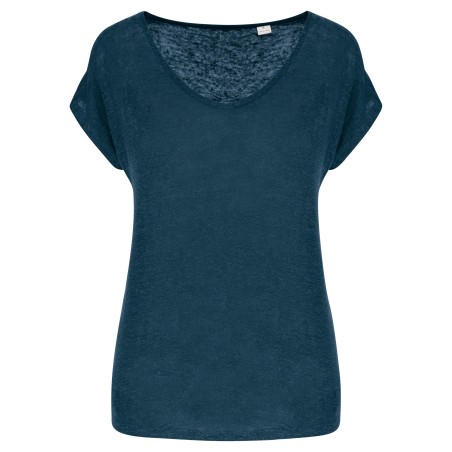 Ladies\\\' V-neck linen t-shirt
