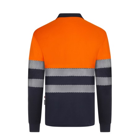 POLO AV BICOLOR REFLECTANTE M/L BANDAS SEGMENTADAS