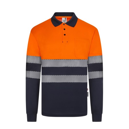 POLO AV BICOLOR REFLECTANTE M/L BANDAS SEGMENTADAS