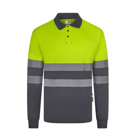POLO AV BICOLOR REFLECTANTE M/L BANDAS SEGMENTADAS