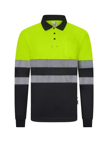 POLO AV BICOLOR REFLECTANTE M/L BANDAS SEGMENTADAS