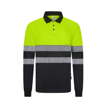 POLO AV BICOLOR REFLECTANTE M/L BANDAS SEGMENTADAS