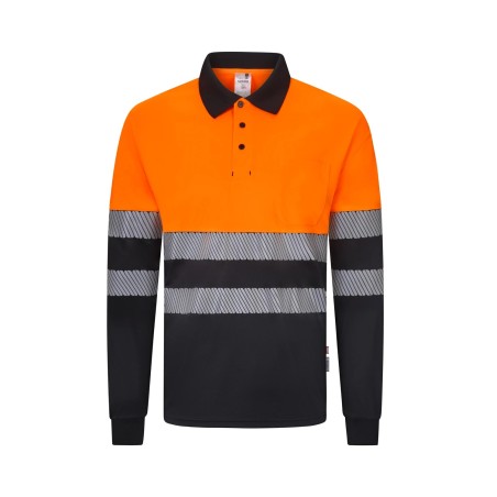 POLO AV BICOLOR REFLECTANTE M/L BANDAS SEGMENTADAS