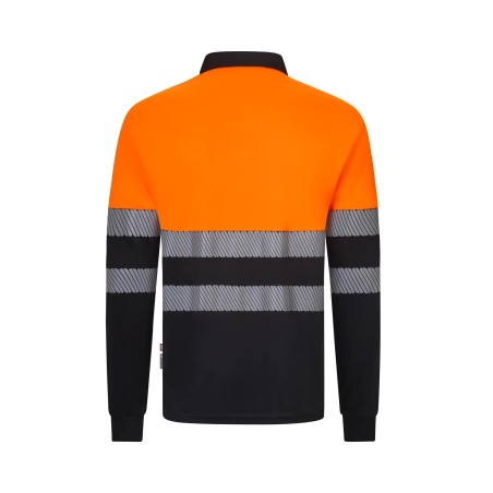POLO AV BICOLOR REFLECTANTE M/L BANDAS SEGMENTADAS