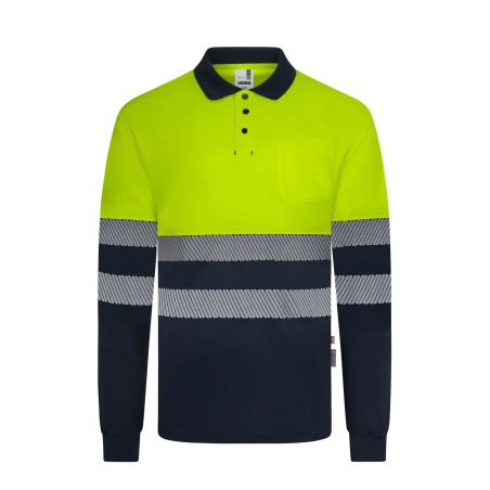 POLO AV BICOLOR REFLECTANTE M/L BANDAS SEGMENTADAS