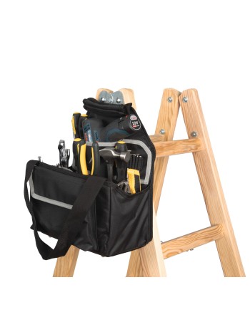 Tool bag suitable for portable ladders