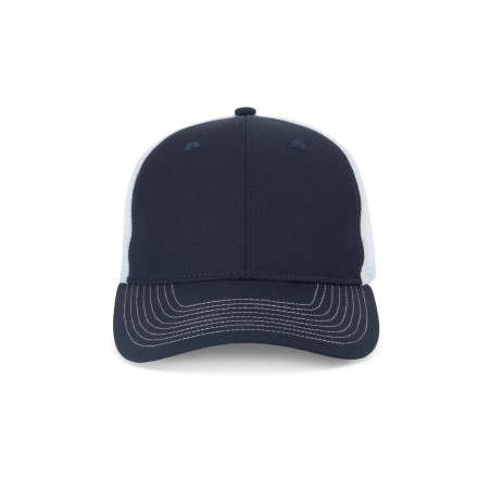 6 panel Trucker with contrast color stitching