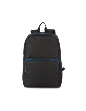 Backpack with contrasting zip fastenings