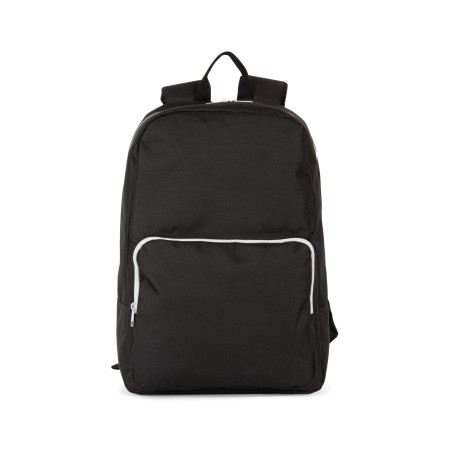 Backpack with contrasting zip fastenings