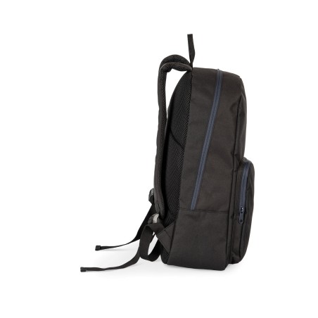 Backpack with contrasting zip fastenings