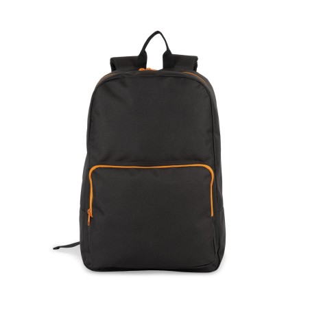 Backpack with contrasting zip fastenings