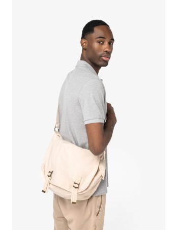 Eco-friendly washed effect messenger bag
