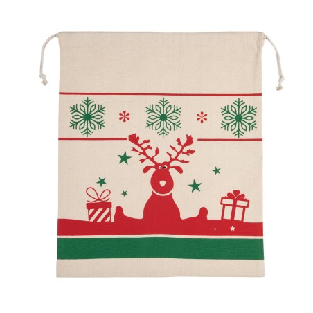 Bolsa con cordón y motivos navideños
